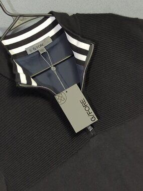 G/Fore Wind Breaker Merino Wool Quarter Zip Pullover Men's XXL Black #GMS000015